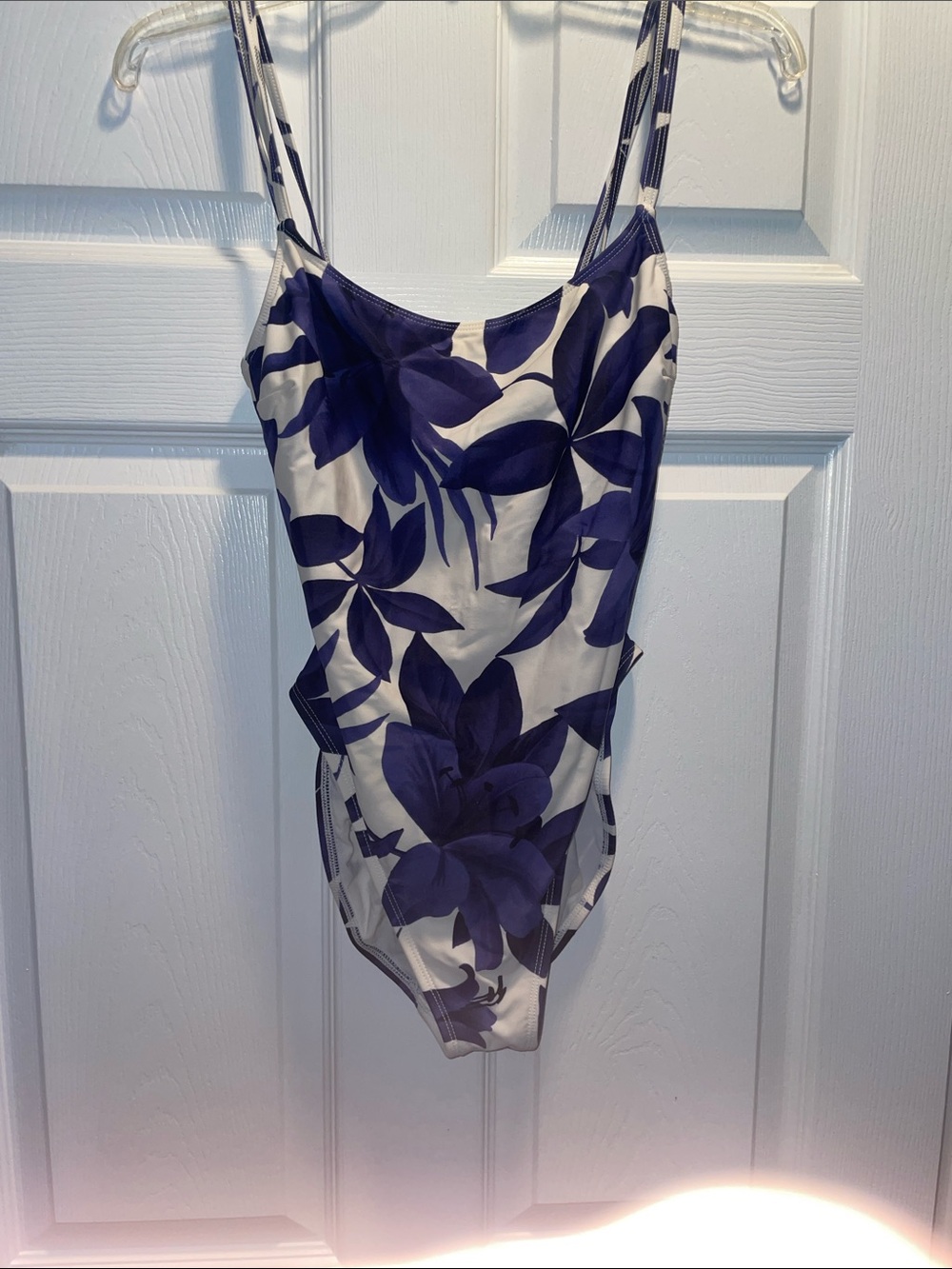 Classic Floral One-Piece Swimsuit in Navy and White